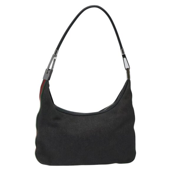 GUCCI Web Sherry Line Shoulder Bag Canvas Black Red Green - Picture 10 of 16